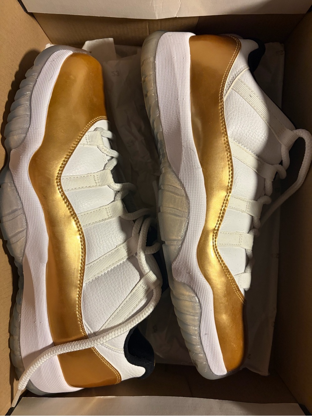 Jordan Men’s Low-Top Sneakers in White and Metallic Gold